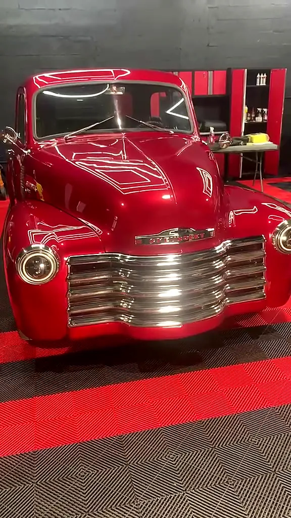 Classic 1950s Chevrolet pickup restoration candy red