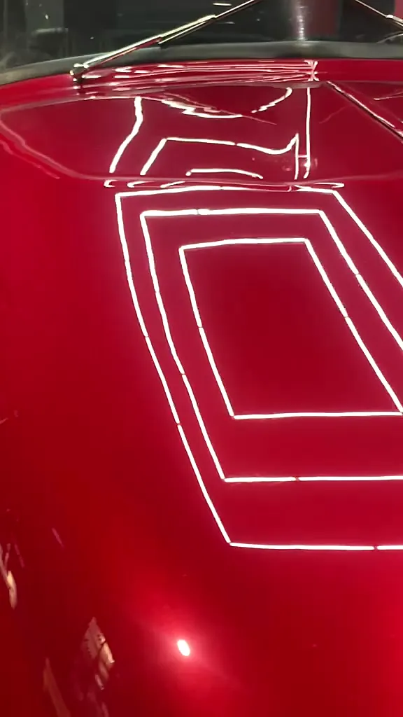 Hand pinstriping on hood