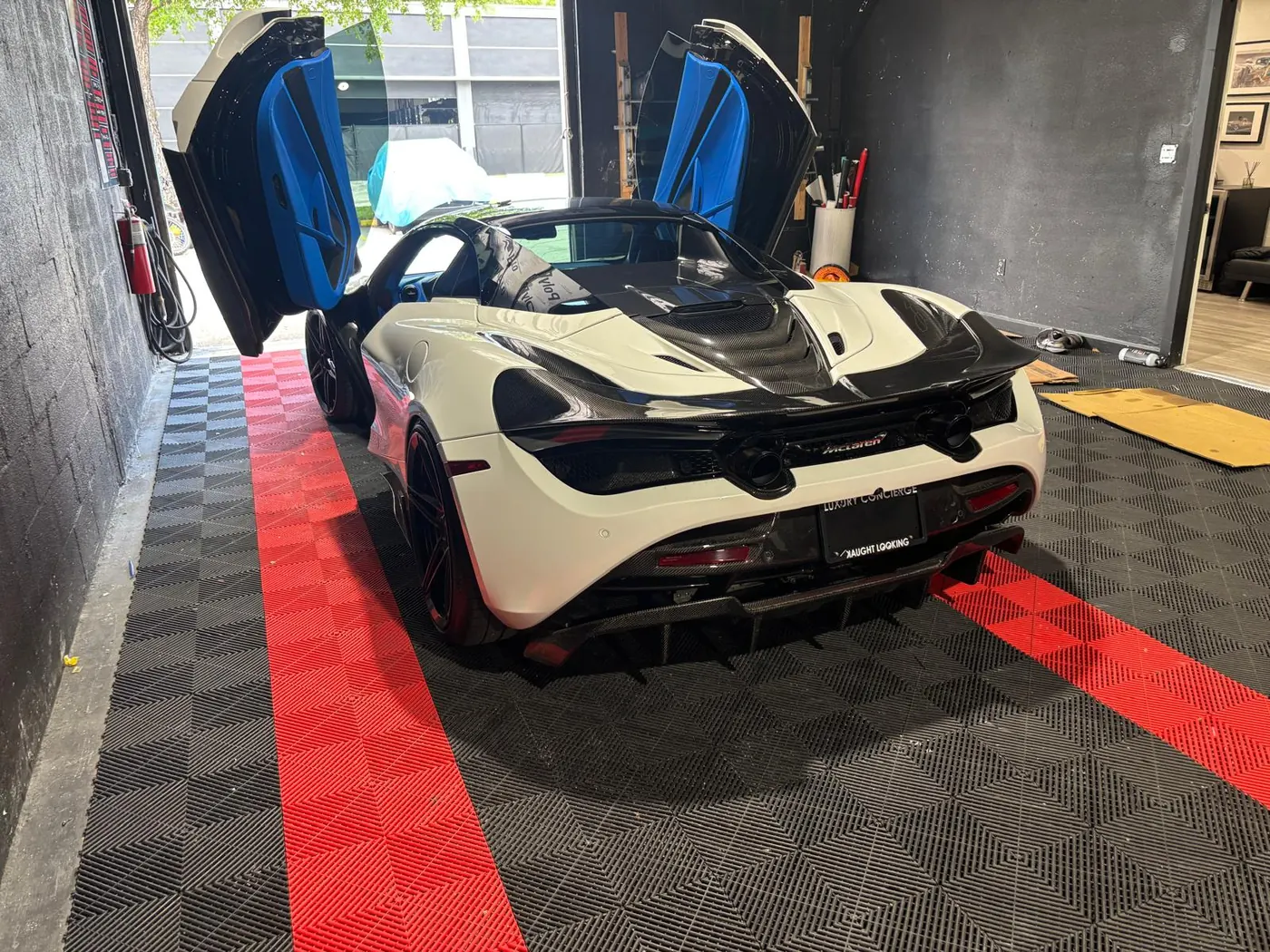 Carbon fiber parts on a McLaren 720S