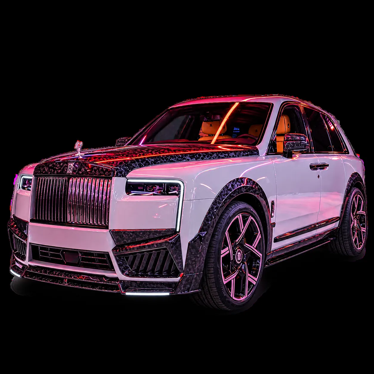 Custom Rolls-Royce Cullinan with neon reflections