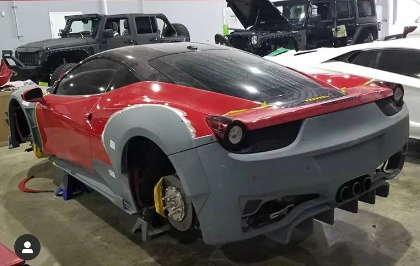 Ferrari 458 widebody rear fenders fitted