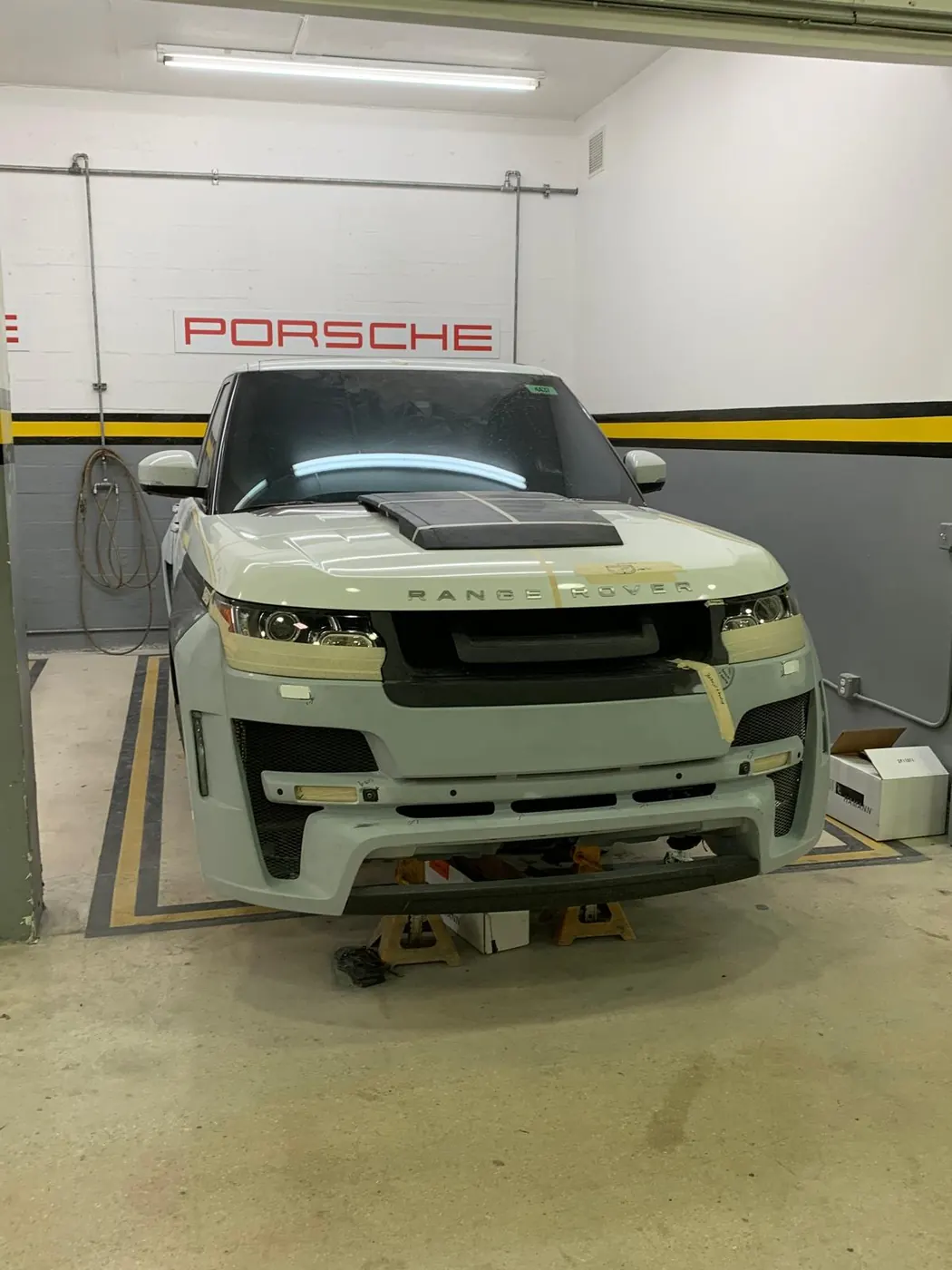 Range Rover body kit fitment in the shop